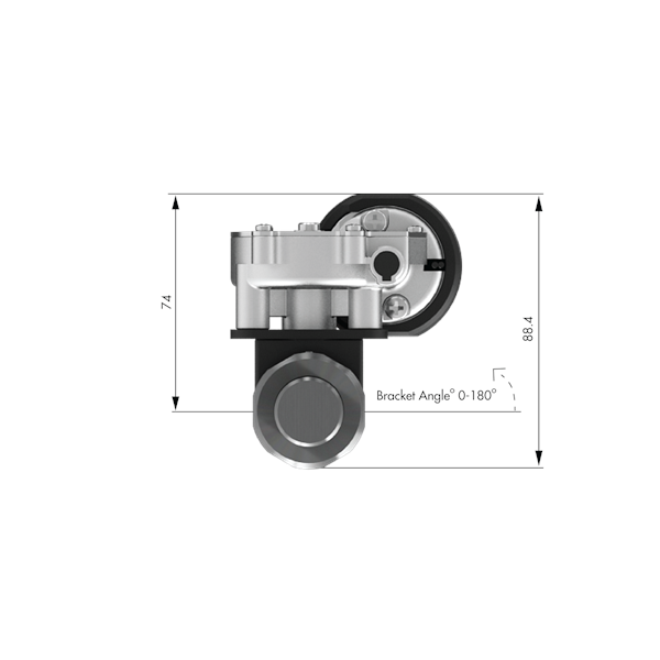 Actuator dimensions, RE25, standard motor, IPX1